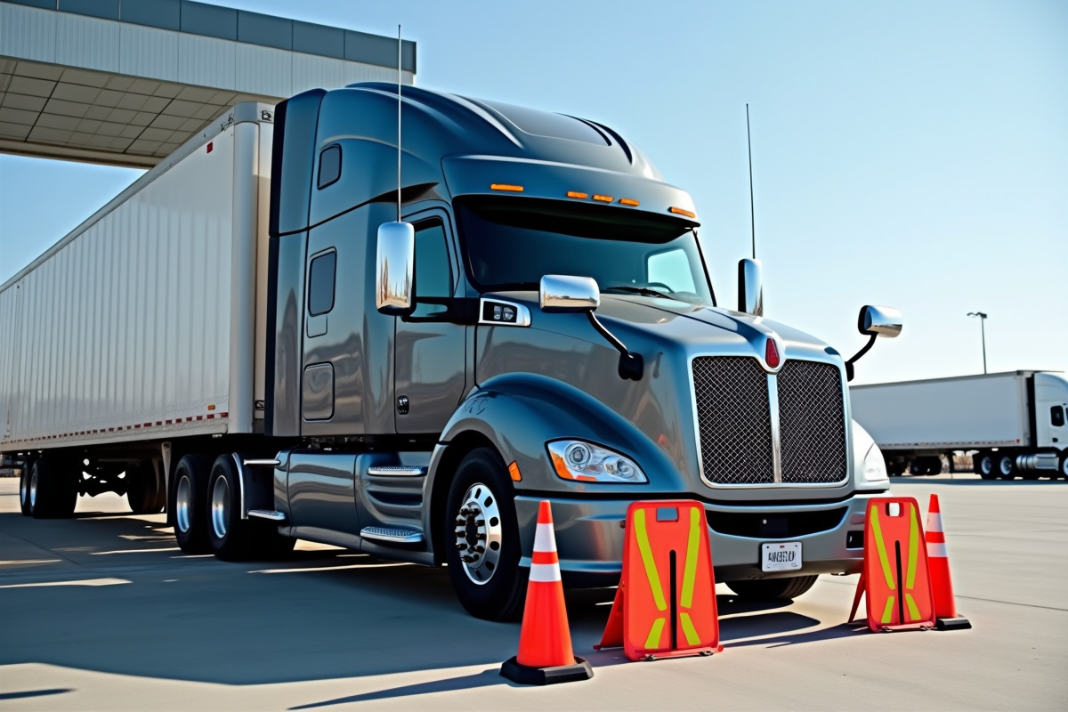 Camion semi-remorque bien équipé avec équipements de sécurité