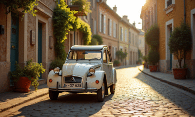 Citroën 2CV stationnée dans un village français au matin