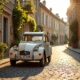 Citroën 2CV stationnée dans un village français au matin