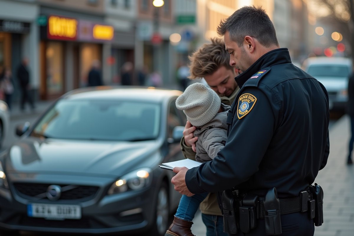 Policier note pendant qu