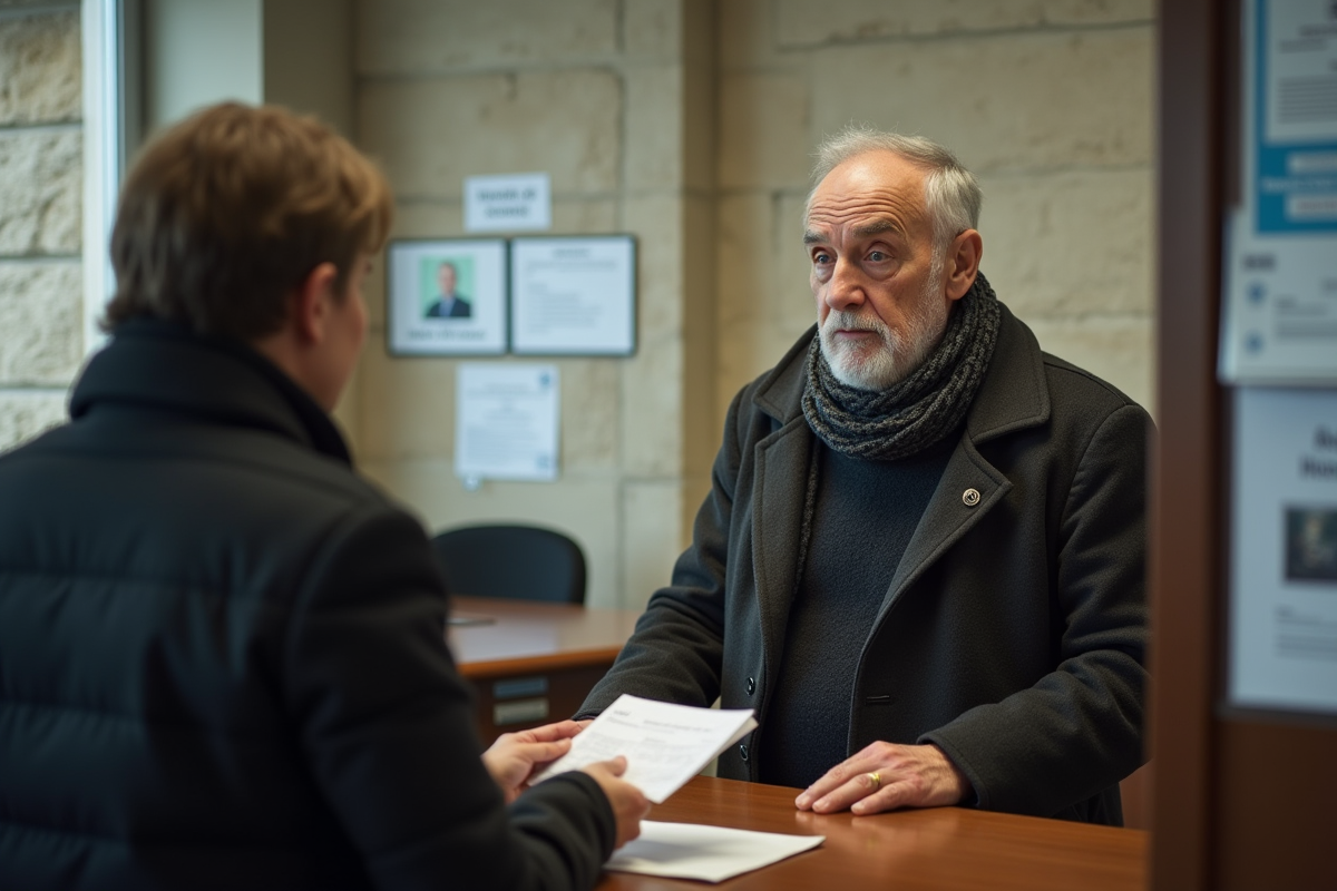 Homme français âgé remet son permis à un agent municipal