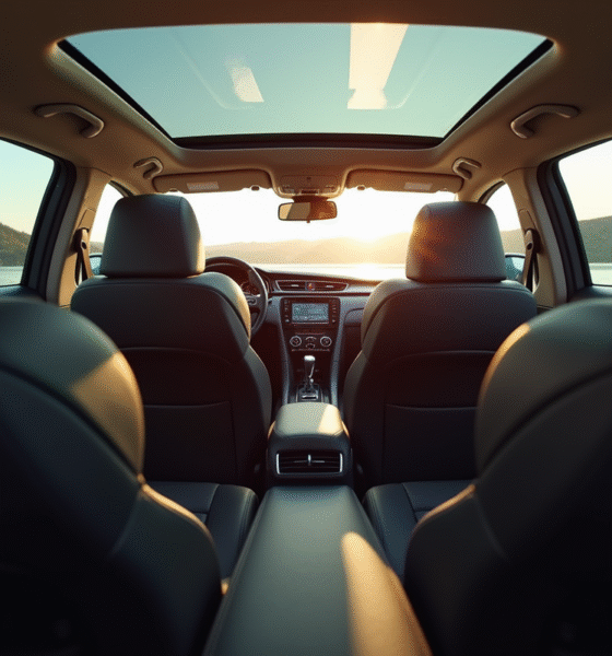 Intérieur de la Peugeot 508 SW vue de l'arrière avec sièges en cuir confortables