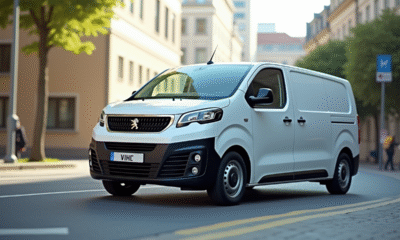 Véhicule Peugeot Expert en ville en gros plan