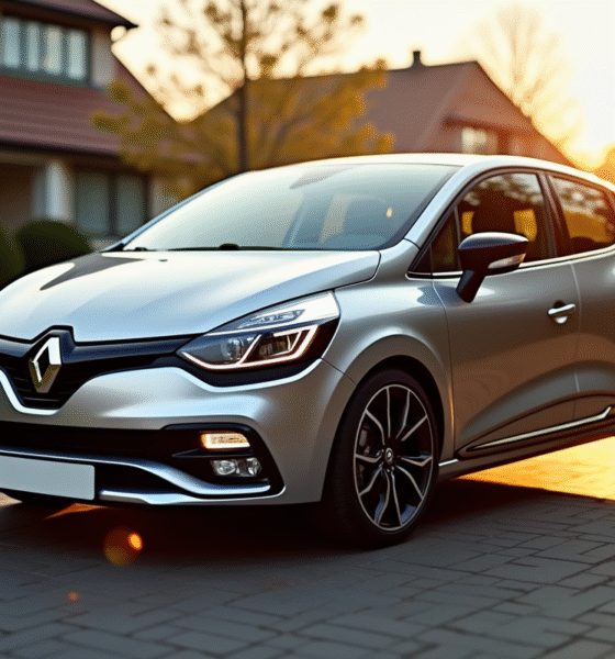 Renault Clio 2 V6 stationnée sur une allée ensoleillée